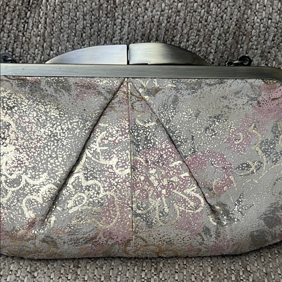 HOBO Women's Brushed Gold and Pink Patterned Clutch - Picture 3 of 6